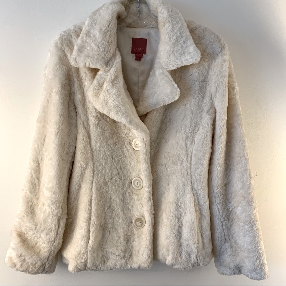 Esprit Cream Teddy Faux Fur Jacket